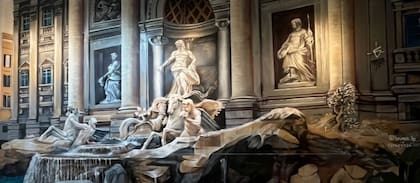 El mural de la Fontana di Trevi da la bienvenida a los clientes de Colmegna