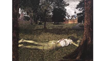 El Mural de Mondongo, de la serie El sueño de la razón, con la República de los Niños de fondo