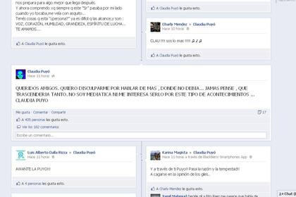 El muro de Claudia Puyó en Facebook