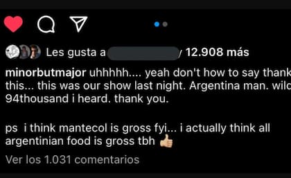 El músico había hecho un comentario sobre la comida argentina que después borró