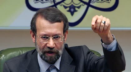 Ari Larijani, durante una conferencia de prensa en Teherán
