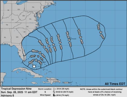 El NHC sostuvo que es posible que se presenten condiciones de tormenta tropical a lo largo de la costa este de Florida el próximo 29 de septiembre