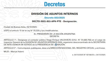 El nombramiento de Diego Valdiviezo publicado en el Boletín Oficial