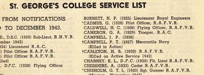 El nombre de Cameron como soldado en la Segunda Guerra Mundial figura en el Hall of Honour del Colegio Saint George, de Quilmes