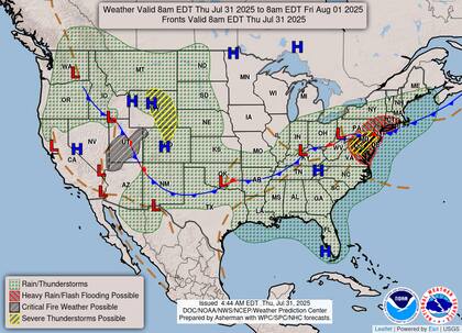 El noreste enfrenta riesgo de inundaciones repentinas: tormentas severas descargarán hasta 3 pulgadas (75 mm) de lluvia en zonas urbanas desde Washington D.C. hasta Nueva York