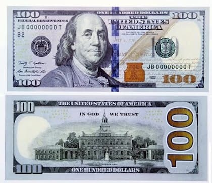 El último diseño del billete de 100 dólares (el "azul") incorpora avanzadas medidas de seguridad