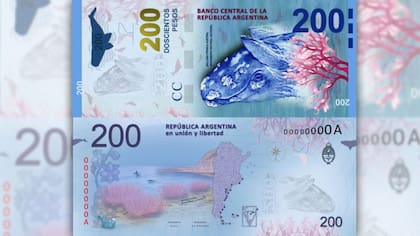 El nuevo billete de 200 pesos, ilustrado con una ballena
