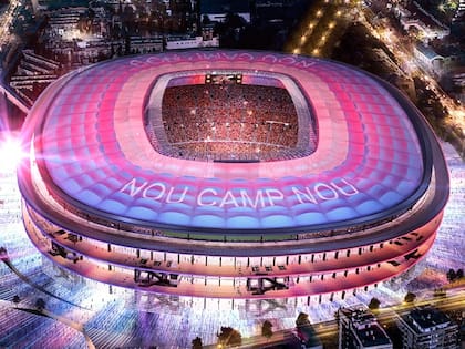 Un modelo del nuevo Camp Nou, que estaría terminado en noviembre de 2024