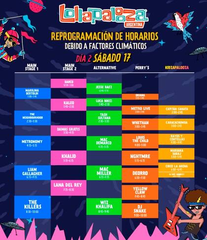 El nuevo cronograma de shows del segundo día