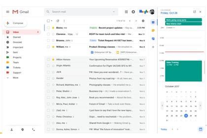 El nuevo diseño de Gmail permite ver el calendario a al lado de la Bandeja de entrada