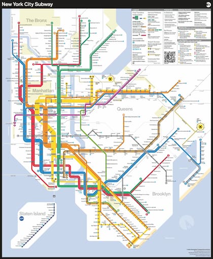 El nuevo mapa de la red de subterráneos de Nueva York