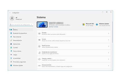 El nuevo menú de configuración