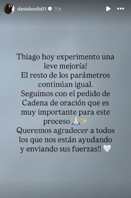 El nuevo parte médico de Daniela Celis sobre Thiago Medina