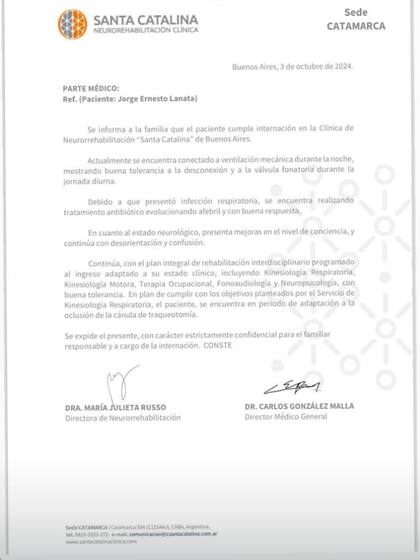 El nuevo parte médico de Jorge Lanata