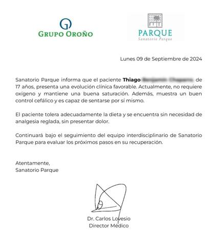 El nuevo parte médico del joven que se accidentó durante su viaje de egresados.