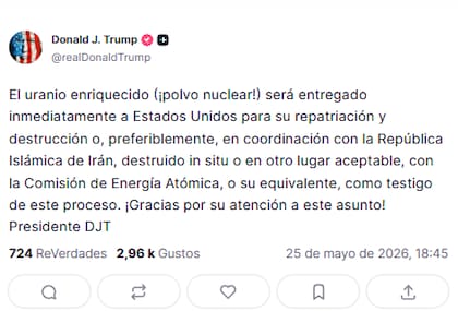 El nuevo posteo de Trump sobre Irán