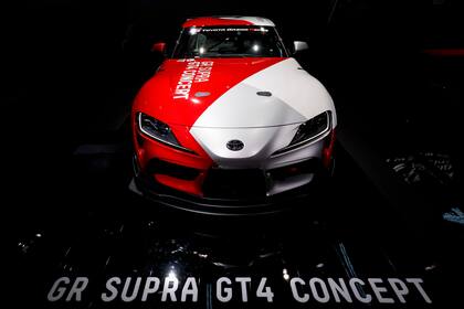 El Nuevo Toyota GR Supra GT4 Concept se presenta durante la jornada de prensa en el 89º Salón Internacional del Automóvil de Ginebra en Ginebra, Suiza, el miércoles 6 de marzo de 2019. El Salón del Automóvil abrirá sus puertas al público del 7 al 17 de marzo, presentando más de 180 expositores y más