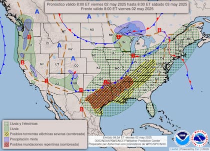 El NWS alerta sobre condiciones 'muy inestables' en el valle de Ohio y el sur de Arkansas, con tormentas eléctricas organizadas y ráfagas destructivas