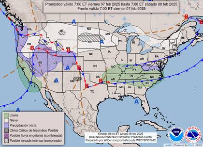 El NWS anunció que se esperan tormentas para lo que queda del jueves y el viernes 7 de febrero en California
