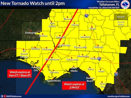 El NWS difundió una alerta de tornado para ciertos condados de EE.UU.