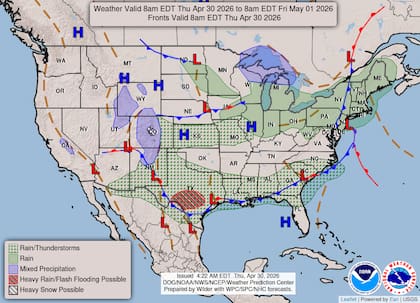 El NWS ha activado un riesgo leve de inundaciones repentinas para el centro de Texas y el bajo valle del Mississippi
