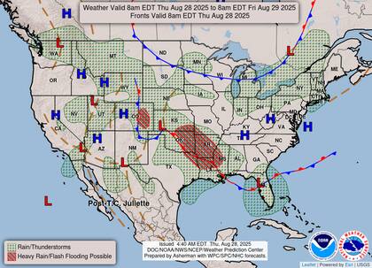 El NWS mantiene un aviso de "riesgo leve" por lluvias excesivas en el frente oriental de Colorado y sectores de Llanuras Altas