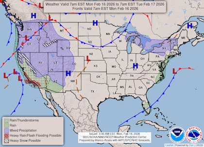 El NWS mantiene un riesgo leve de precipitaciones excesivas en el litoral central y sur de California, donde la saturación del suelo y las cicatrices de incendios forestales elevan la amenaza de inundaciones repentinas