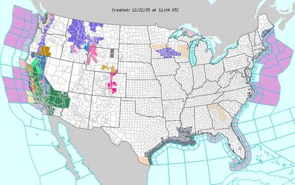 El NWS mantiene un riesgo moderado (nivel 3 de 4) de lluvias excesivas en el norte de California