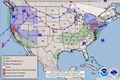 El NWS prevé que las lluvias torrenciales y las tormentas afecten a California durante el miércoles