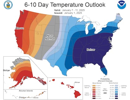 El NWS prevé que las temperaturas estén por debajo de la media a partir del 7 de enero