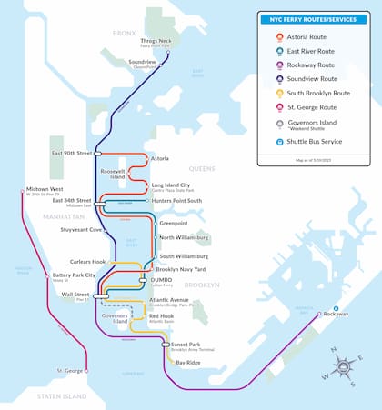 El NYC Ferry permite recorrer los cinco estados de Nueva York