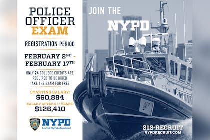El NYPD ofrece salarios iniciales desde US$60.884, las solicitudes cierran el 17 de febrero
