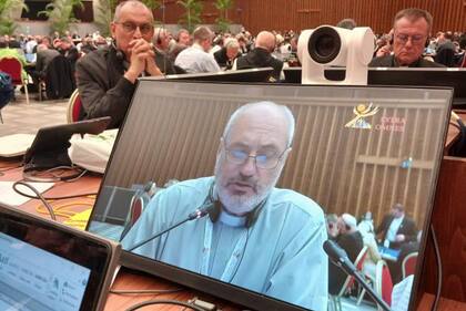 El obispo de La Rioja y nuevo presidente de la Comisión de Pastoral Social, monseñor Dante Braida, al participar del reciente Sínodo de Obispos en el Vaticano