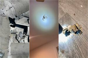 El objeto cilíndrico atravesó el techo y el segundo piso y dejó un agujero en el piso de la casa