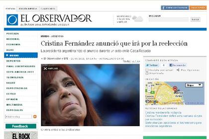 El Observador de Uruguay fue uno de los primeros medios internacionales en anunciar la candidatura de Cristina