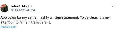 El oficial, John R. Modlin, hizo una aclaración