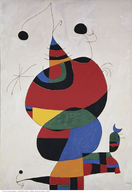 El óleo "Mujer, pájaro, estrellas" de 1945 es una de las obras más reconocidas del artista catalán
