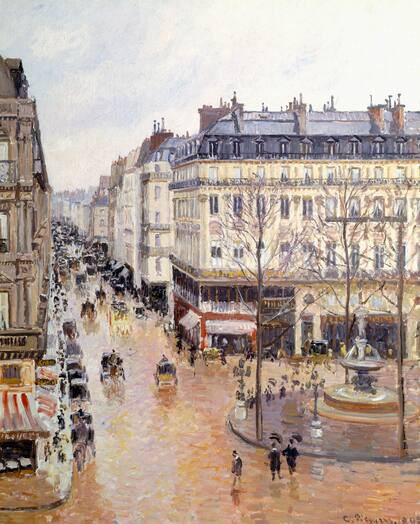 El óleo "Rue Saint-Honoré por la tarde. Efecto de lluvia" (1897), del impresionista Camille Pissarro