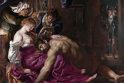 El óleo "Sansón y Dalila", atribuido al pintor flamenco Peter Paul Rubens, en la Galería Nacional de Londres.
