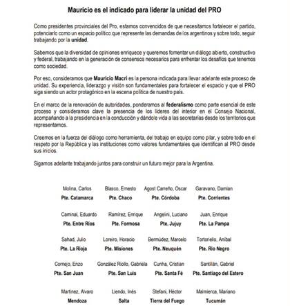 El operativo clamor que activaron referentes provinciales de Pro para apoyar a Macri