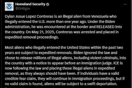 El organismo federal alegó que el joven venezolano se encontraba en situación irregular en Estados Unidos