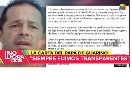 ARCHIVO-. El padre de Guarino envió una carta a los padres de Fernando Báez Sosa.