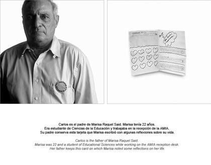El padre de Marisa Raquel Said y una libreta con reflexiones que perteneció a su hija