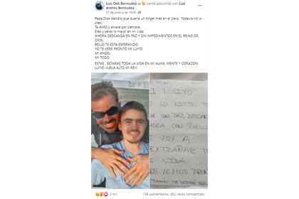 El padre del joven publicó una conmovedora carta en las redes sociales para despedir a su hijo