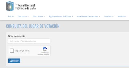 El padrón para saber dónde votar en Salta