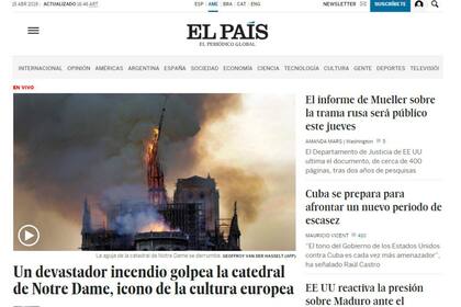 Portales de todo el planeta destacaron el siniestro de Notre Dame