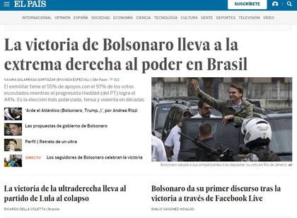 El País de España y su cobertura sobre el triunfo de Bolsonaro