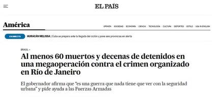 El País sobre el operativo en Río de Janeiro