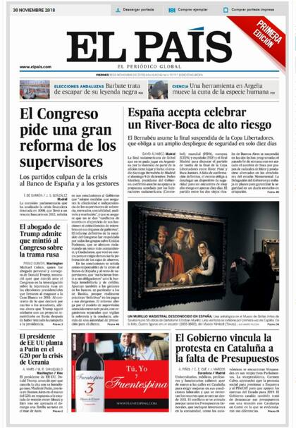 El País también consideró el River-Boca como uno de los temas centrales