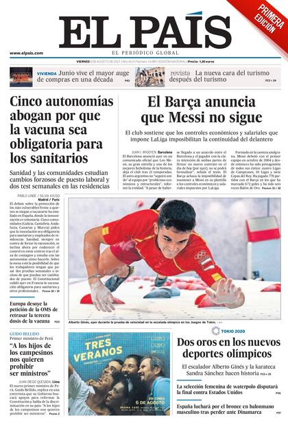 El País también remarcó la salida del rosarino entre sus títulos